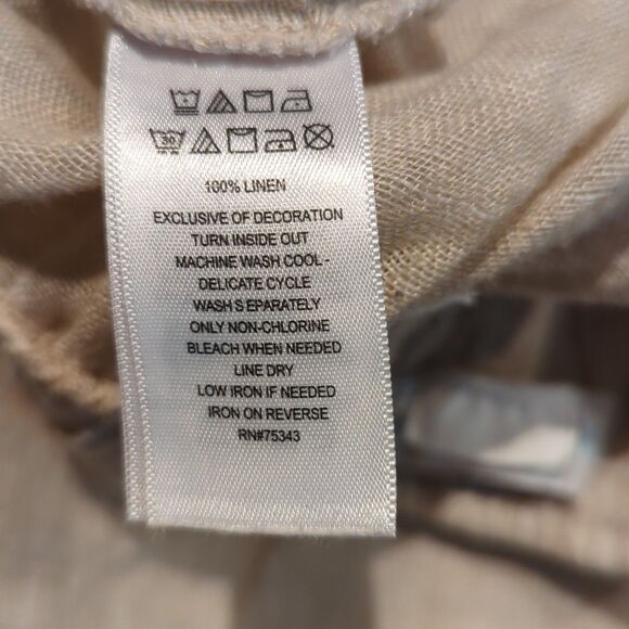 Cynthia Rowley Linen Pants Womens XS Beige Wide Leg Cropped Pockets Resort Beach - Picture 7 of 7